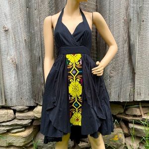 Floreat halter-neck dress with embroidery